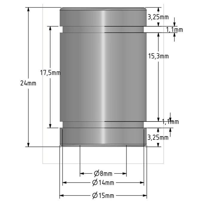 Linear Bearing LM8UU Sliding Bushing 8x15x24mm