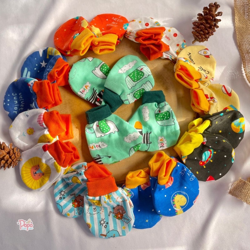 SARUNG TANGAN KAKI BAYI (BAHAN KATUN/3pcs)