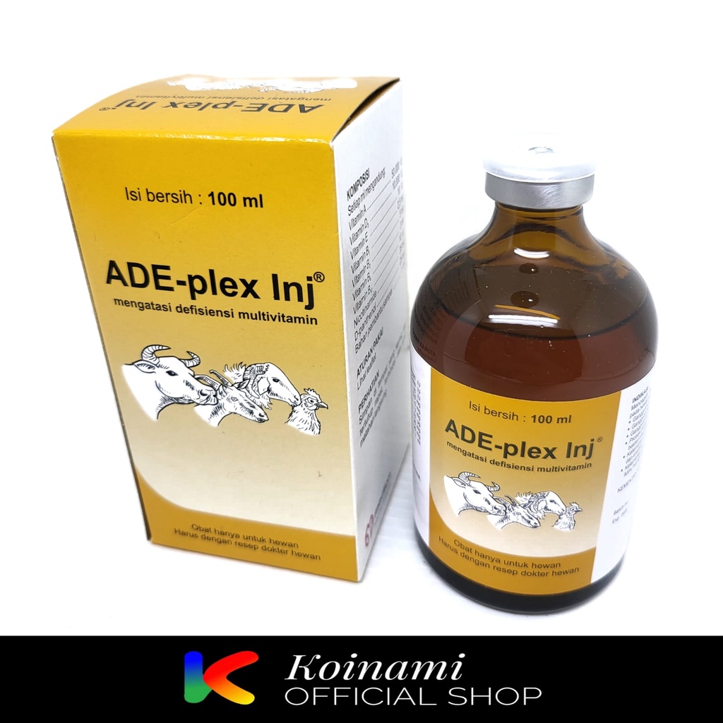 ADE-plex Inj 100ml - Vitamin Defisiensi Multivitamin Sapi Kambing Domba Ayam / medion