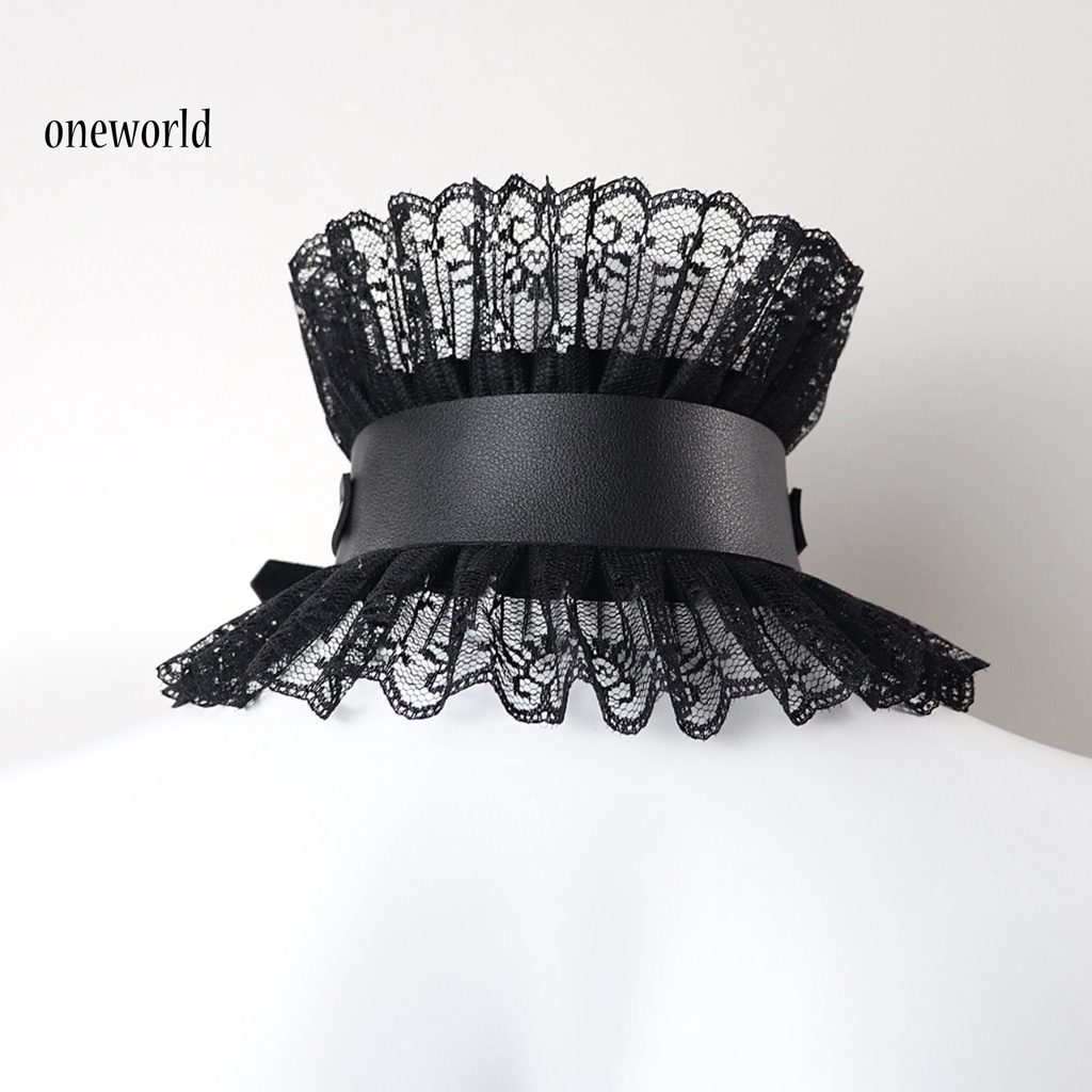 |Onwo Dress Mini Lengan Pendek Untuk Wanita| Kalung Choker Lolita Bahan Lace Gaya Gothic Untuk Kostum Cosplay