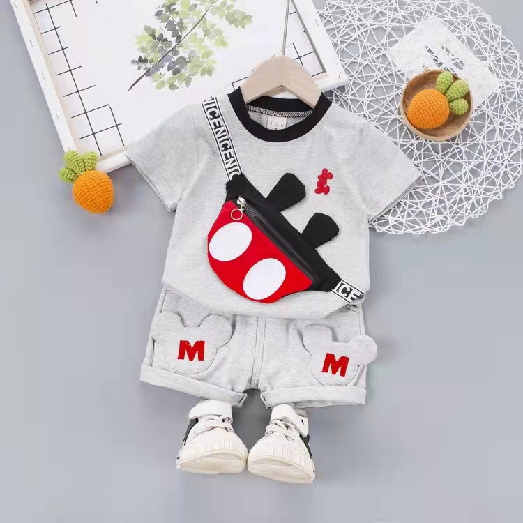 Setelan kaos celana anak import tas mickey/Setelan kaos laki-laki Import usia 1-4 tahun /Setelan Bayi-Anak Laki-Laki cowok Mickey