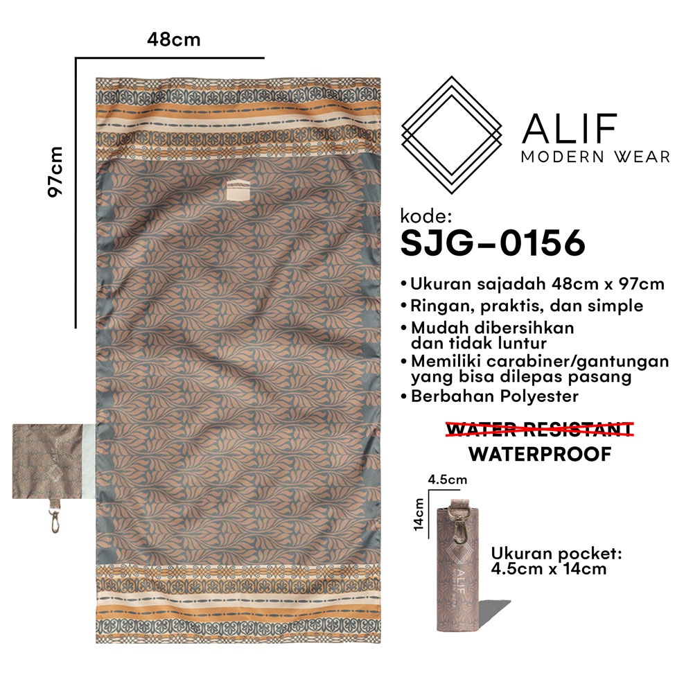 ALIF SAJADAH GENGGAM TRAVEL / SAKU / PORTABLE / WATERPROOF ( ALIF MODERN WEAR SJG-0156 )