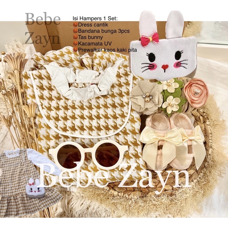 {BEBE ZAYN} Hampers baby/ hampers bayi/ baby gift/ kado bayi/ baby newborn/ Baby Girl/ Flowery Dress Set-Royale Rabbit Creamy