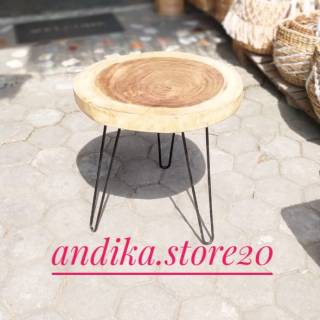  Meja  bulat  minimalis kayu munggur kaki besi  Shopee Indonesia