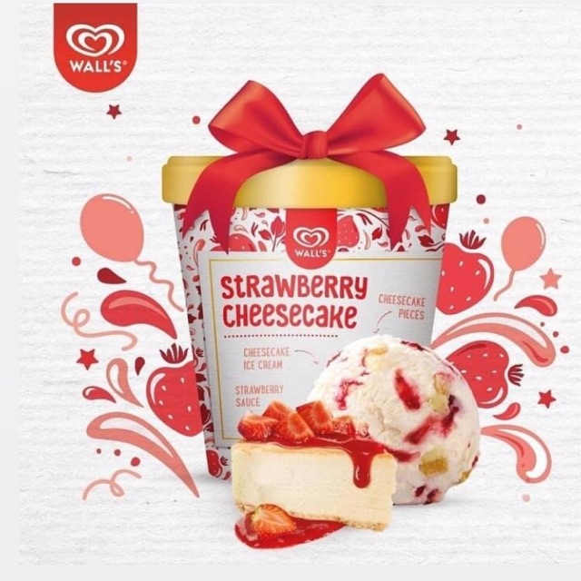 

Ready!! ice cream es krim walls strawberry cheesecake