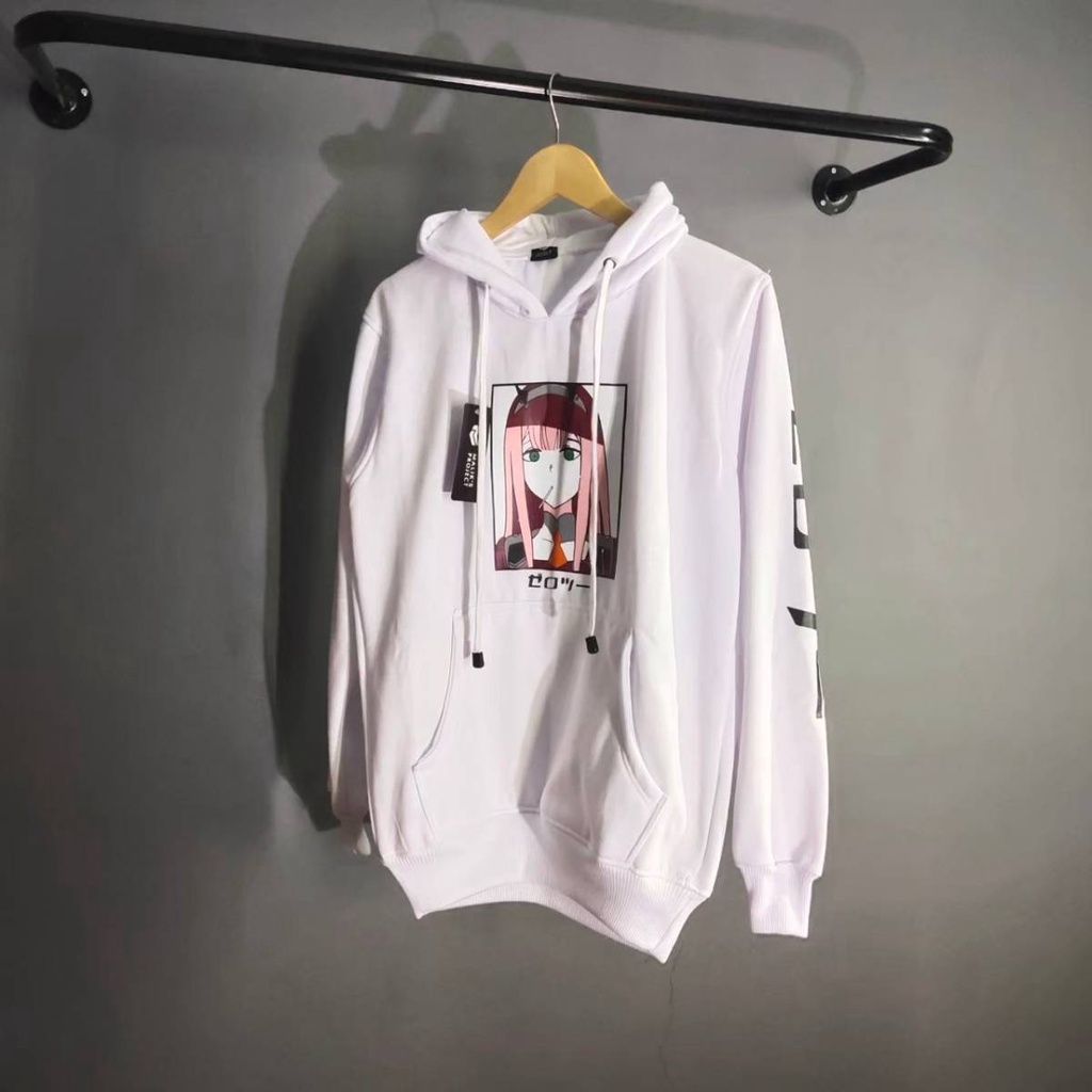 Sweater Hoodie Anime ZeroTwo Darling In The Franxx Warna Putih