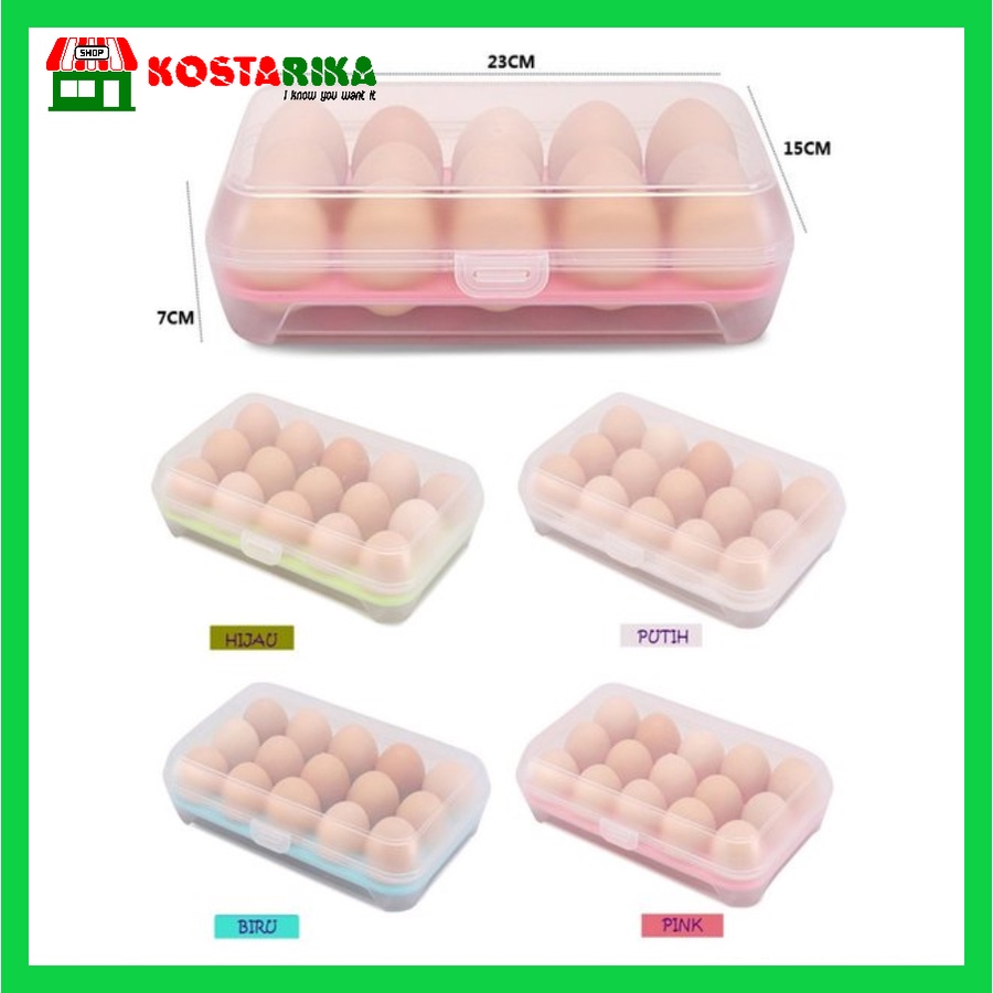 Kotak Telur Portable Atau Box telur Atau Egg Box Atau egg organizer 15 Sekat Tempat Telur Plastik