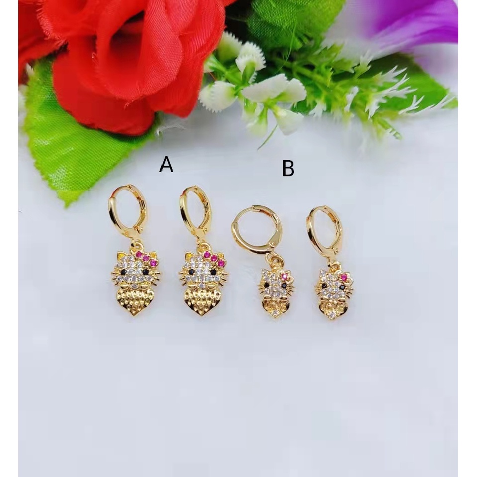 Anting HelloKitty Permata Lapis Emas Perhiasan A,B