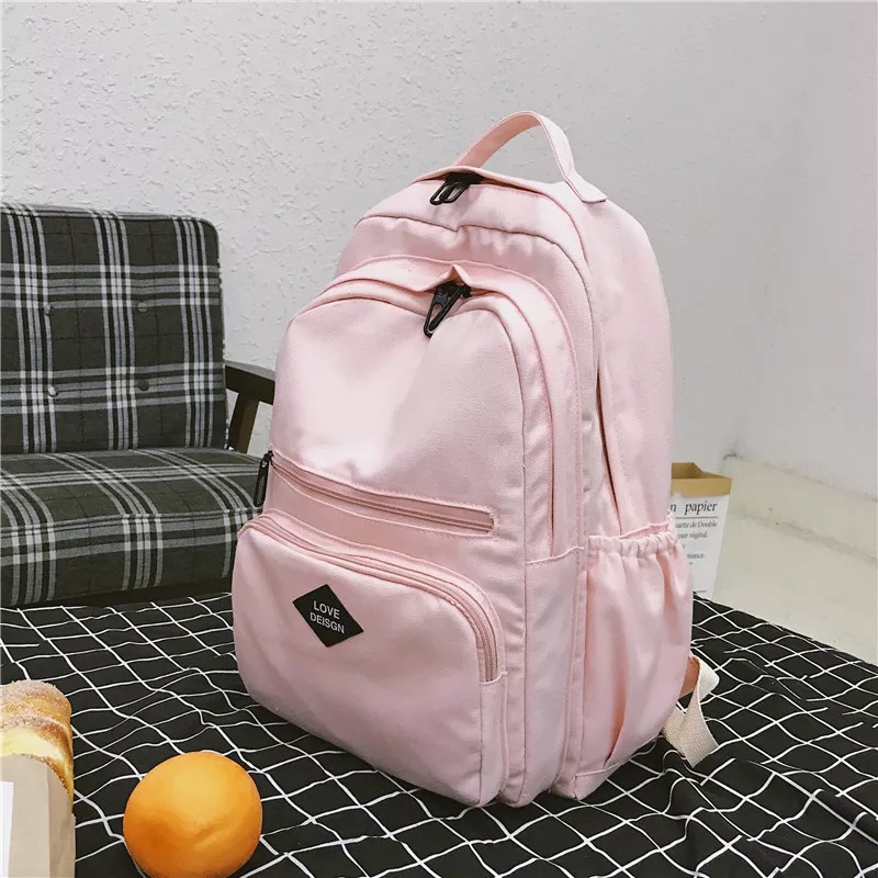 RH BAGS [COD] Tas Ransel Sekolah Wanita Motif Polos Kapasitas Besar Trendy Fashion Kekinian