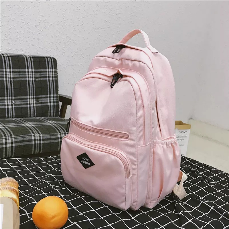 RH BAGS [COD] Tas Ransel Sekolah Wanita Motif Polos Kapasitas Besar Trendy Fashion Kekinian