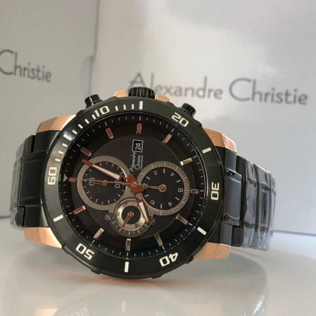 Alexandre Christie AC 6473 Black  ROSE  jam tangan pria