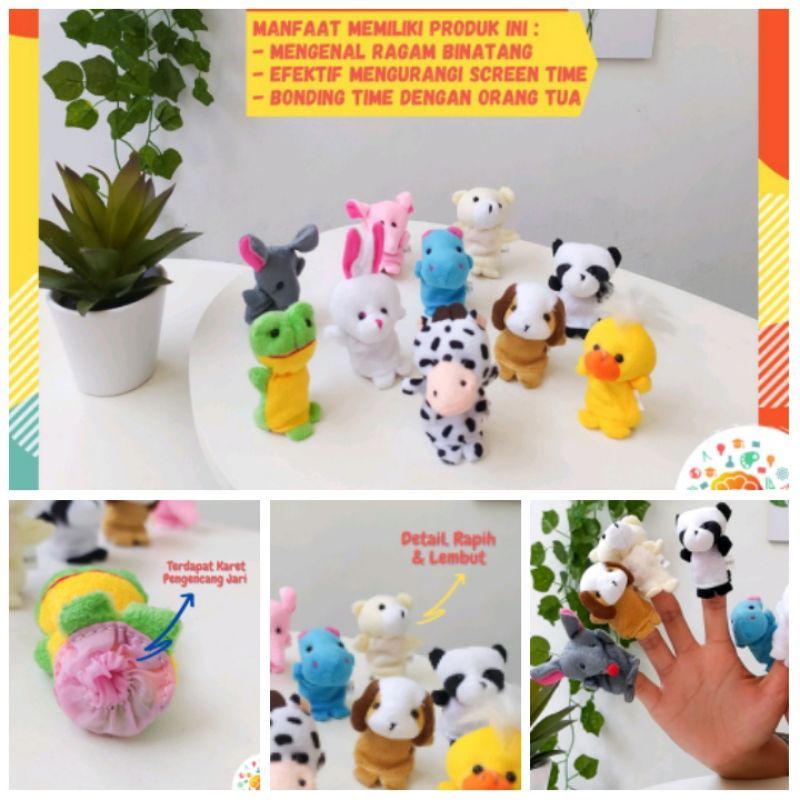 Isi 5 Pcs Boneka Jari Karakter Hewan Mainan Edukasi / Mainan Anak Bayi Animal Finger Puppet