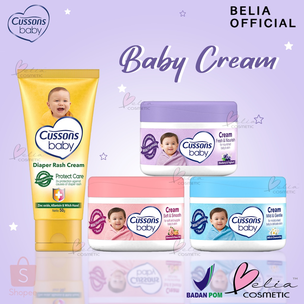 ❤ BELIA ❤ Cussons Baby Cream Soft &amp; Smooth | Fresh &amp; Nourish | Mild &amp; Gentle | 50g | 100g | Krim Bayi BPOM