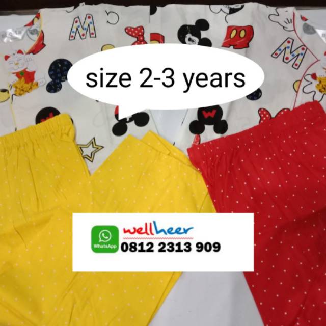 NiQta motif mickey size 2-3 years warna merah dan kuning