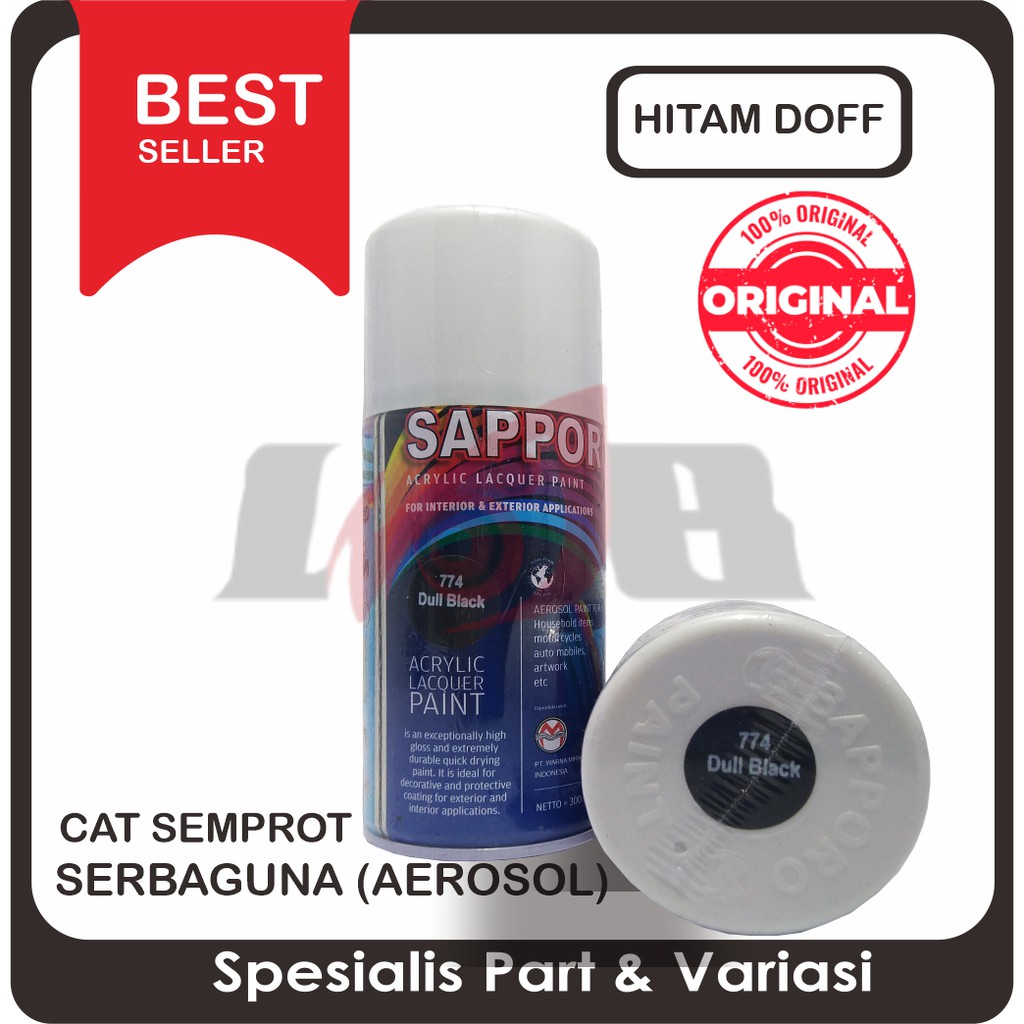 Sapporo Black Dull 774 Cat Semprot Saporo Paint Hitam Doff Dof Dop Flat