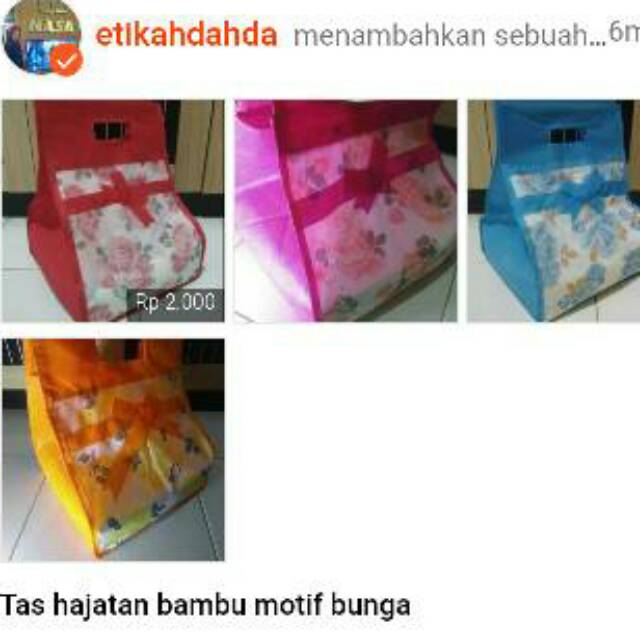 (1Lusin =12 pcs) Tas hajatan bambu motif bunga