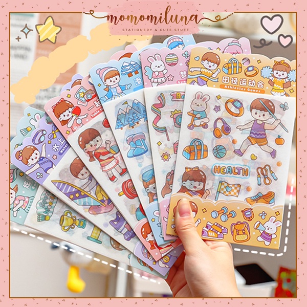 

1 set isi 4 lembar sticker sport olahraga cute lucu stiker deco hias planner journaling scrapbook kawai MK1317