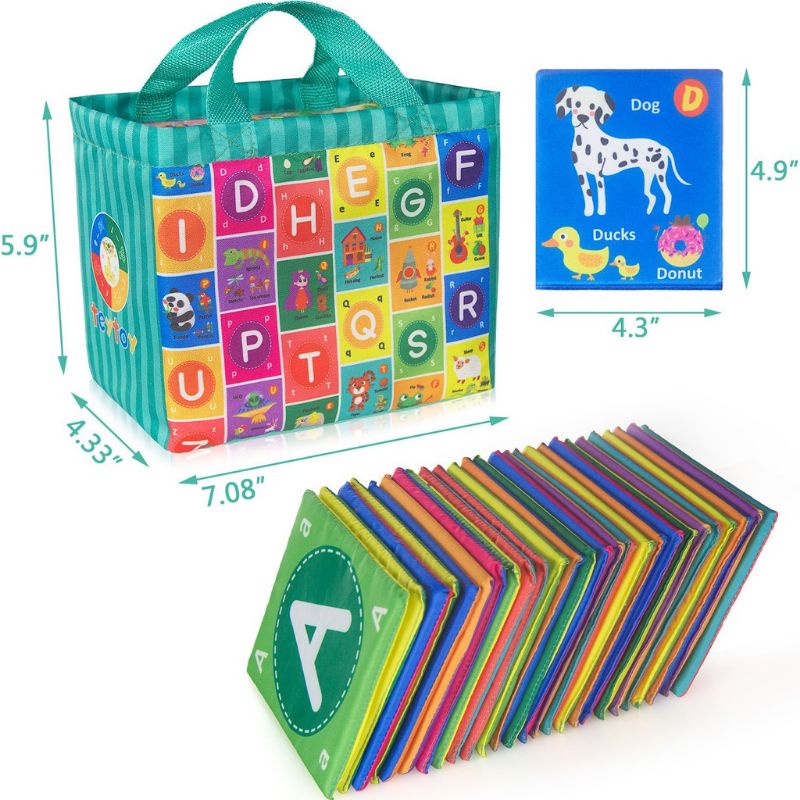 Mainan Edukasi Bayi Soft Flash Card Huruf Kartu Pintar Bahan Kain Alphabet Teytoy Baby Soft Alphabet FlashCards Toys, Baby Early Learning Puzzle Toy ABC with Storage Bag, Washable Soft Cloth Sensory Toy Buku Bantal Kain Bayi Hitam putih Kado Ultah Anak