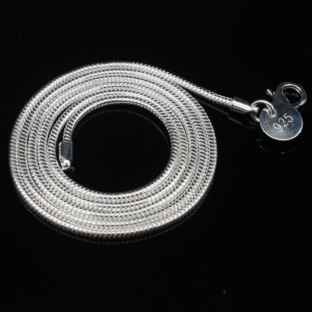 Top Kalung Rantai Ular Hadiah Untuk Wanita Pria16 /18 /20 /22 /24Inch Punk925 Sterling Silver