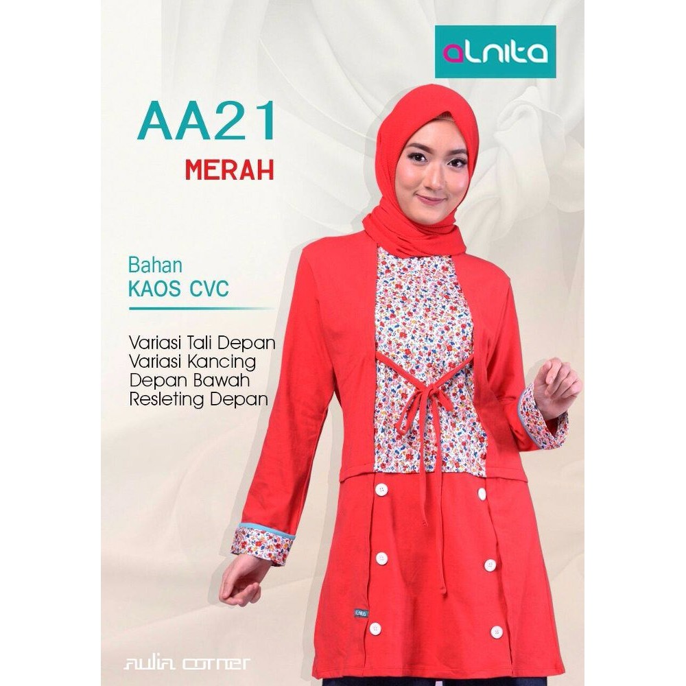 TERMURAH Baju Atasan Wanita Terbaru Alnita AA 21 Merah Model Blouse