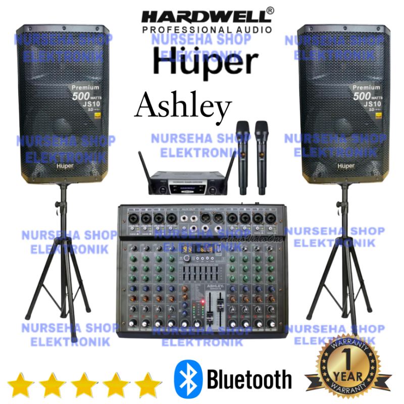 Jual Paket Speaker Aktif Huper Inch Js Mixer Ashley Channel Bluetooth Paket Sound System