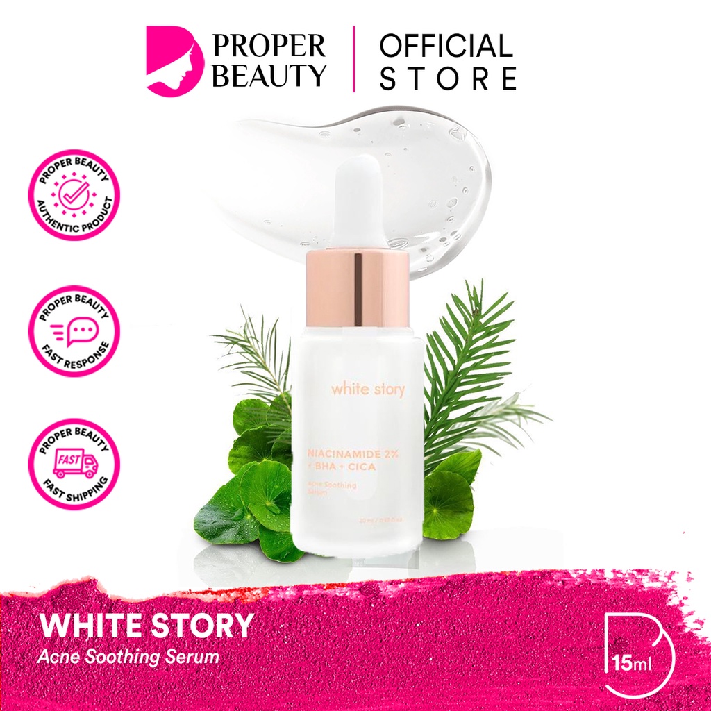 WHITE STORY Acne Soothing Serum Indonesia / Brightening Hydrating Advanced Exfoliating Peeling / Facial Wash Toner Essence Day Night Underarm Eye Cream Gel Clay Mask Masker Wajah Cleanser Cleansing Moisturizer Body Scrub Soap Face Care Oil / Paket Lengkap