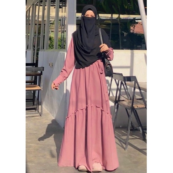 FATMA DRESS/Gamis ruffle/Gamis polos rimpel