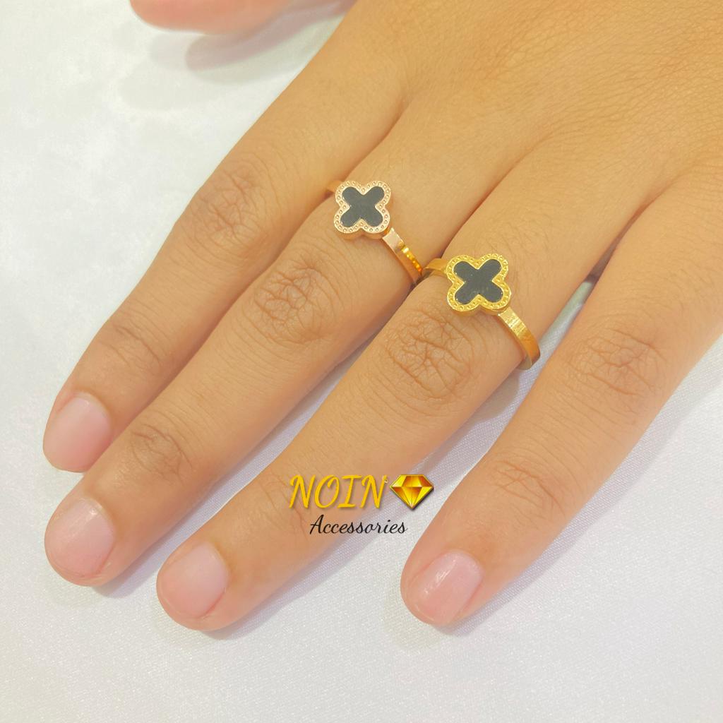 Cincin Titanium Daun Clover Korean Ring Four Leaf