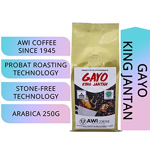 

AWI COFFEE KOPI GAYO KING JANTAN 250gr | ARABICA PEABERRY | VARIASI BIJI/ BUBUK