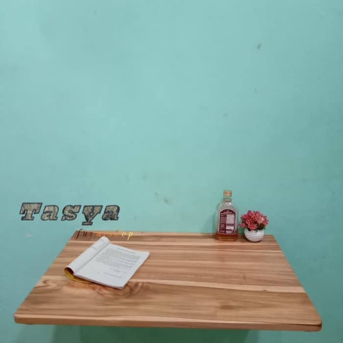 meja lipat dinding bahan kayu jati