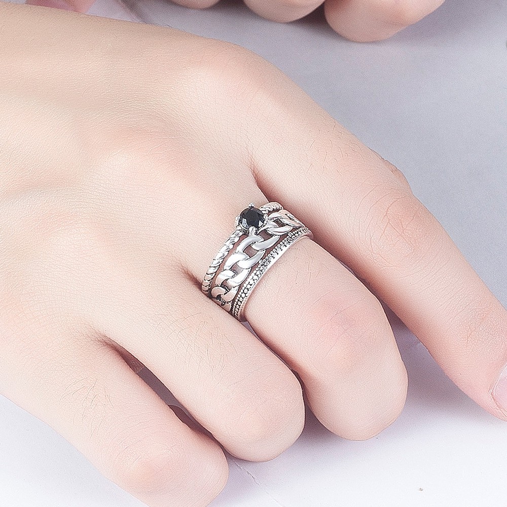 Cincin Bahan Sterling Silver 925 13 Gaya Retro Untuk Wanita