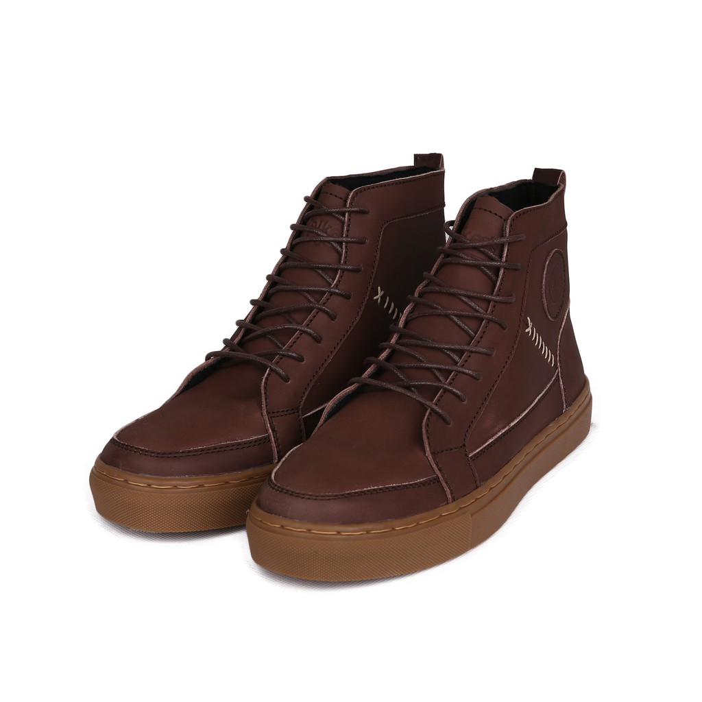 Sepatu Sneakers  Boots Pria kulit asli exos E+ Coklat - walkers