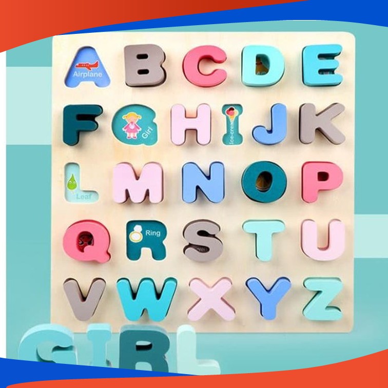 PUZZLE CHUNKY HURUF MAKARON / PUZZLE HURUF / WOODEN PUZZLE / PUZZLE EDUKASI / MAINAN EDUKASI