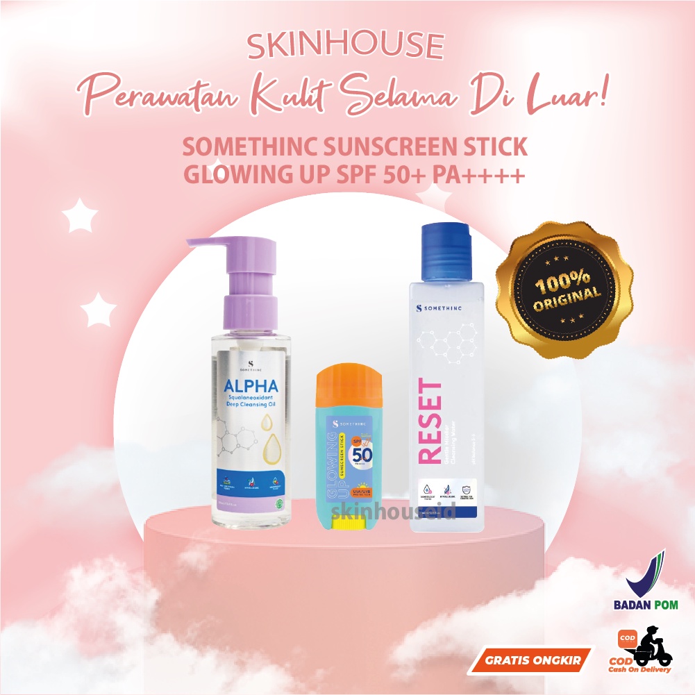 Skinhouseid Sunblock Somethinc Sunscreen Stick Glowing Up SPF 50+ PA++++ Perawatan Kecantikan Premium Original