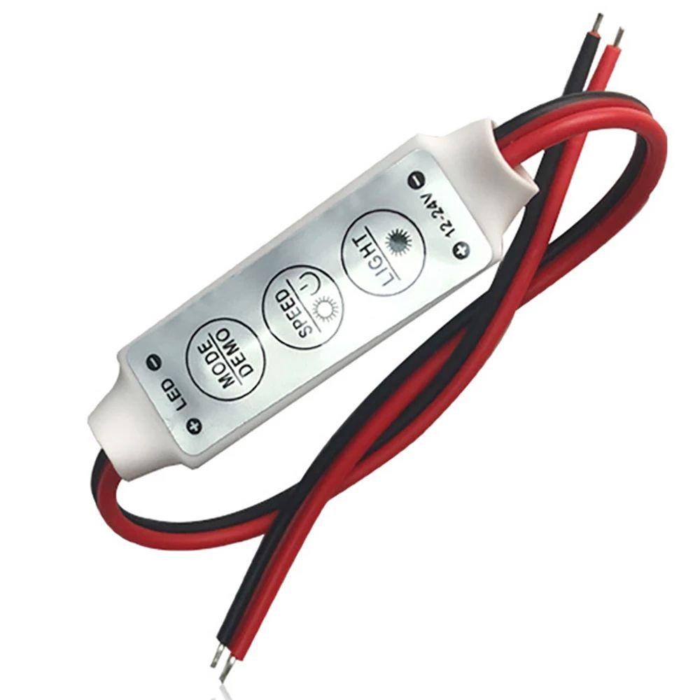 Augustina RGB Controller Untuk Rgb5050 DC 3Keys 12V-24V Single Color Dimmer Switch Peredup Driver