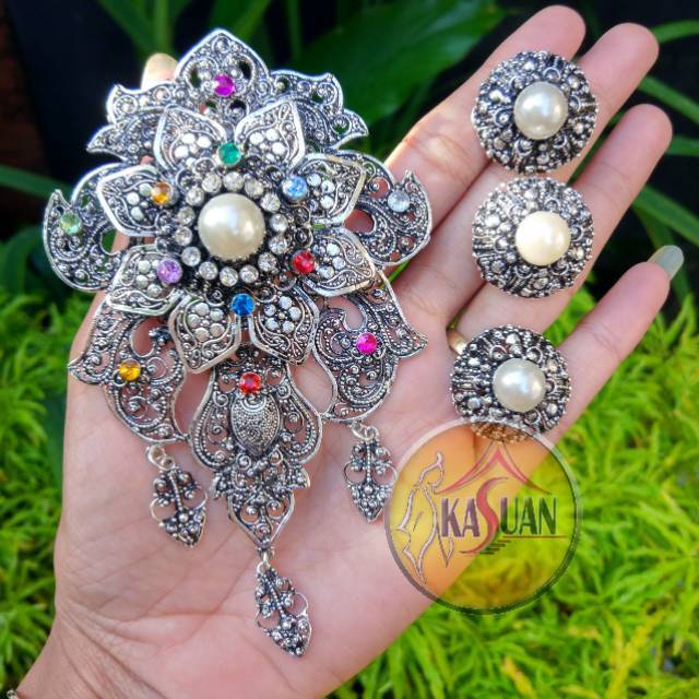 Set Bros Gada Kelopak Alpaka Bali Aksesoris Cantik