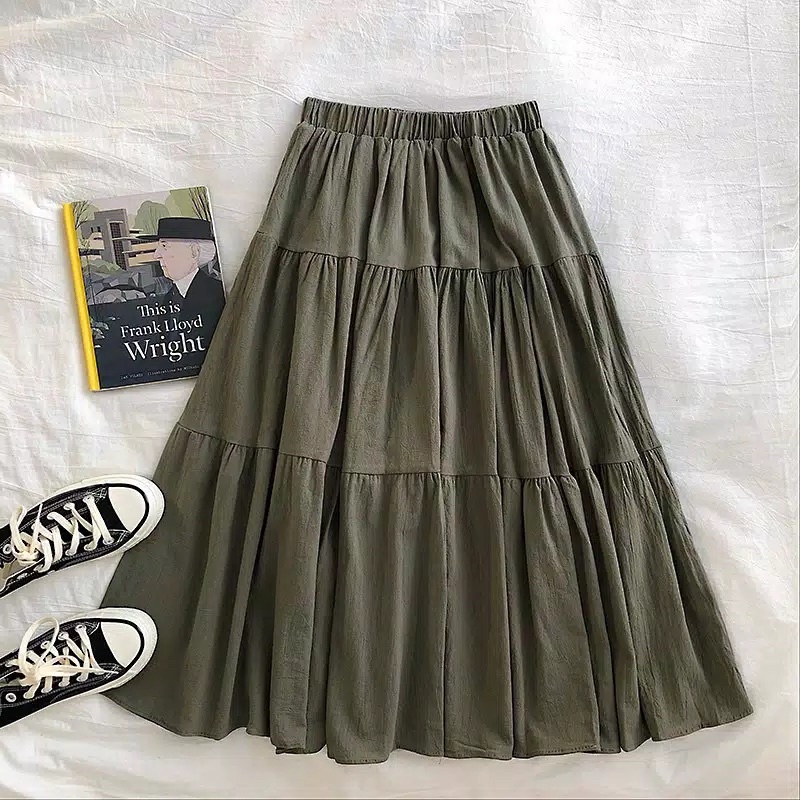 IMA SKIRT - FLOTTILICIOUS / Rok Flow Casual Wanita Cantik / Korean Style / Kain Katun Rayon / Bawahan Cewek Dewasa Panjang