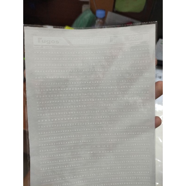 

rugos huruf putih ukuran 1.7 mm tipe 50s