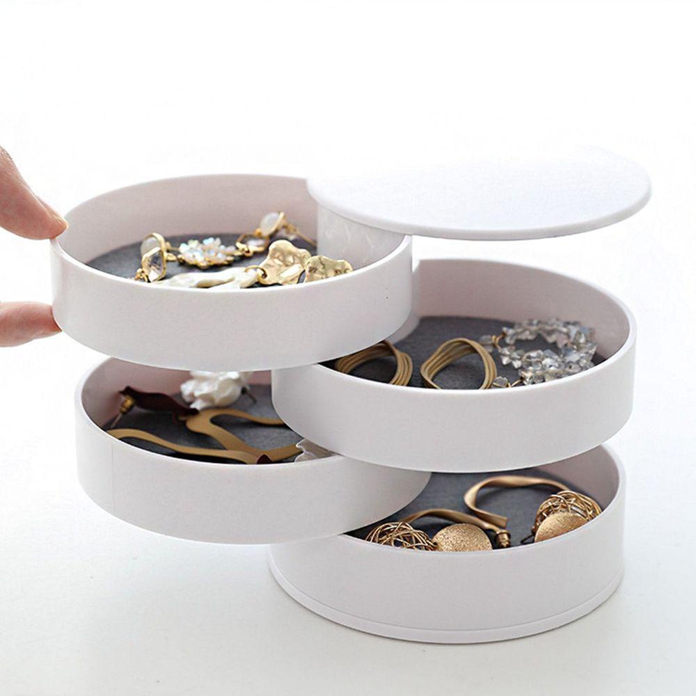 [Elegan] Rotate Jewelry Boxes Storage Gift Box Display Perhiasan Kompartemen Tahan Debu Multilayer Kotak Perhiasan Rak Makeup Penyimpanan Anting