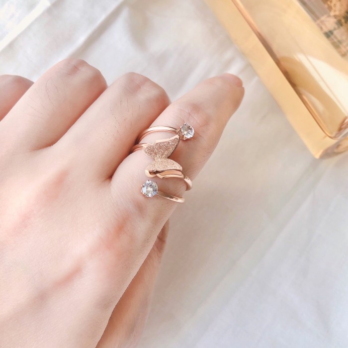 Cincin Fashion Korea Titanium Butterfly Rosegold - Rosegold