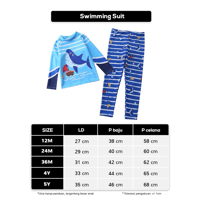 2-Piece Swimming Suit Panjang - Baju Renang Anak