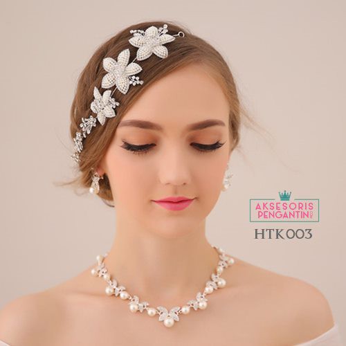 Paket Aksesoris Kalung Tiara Pengantin l Perhiasan Wedding - HTK 003