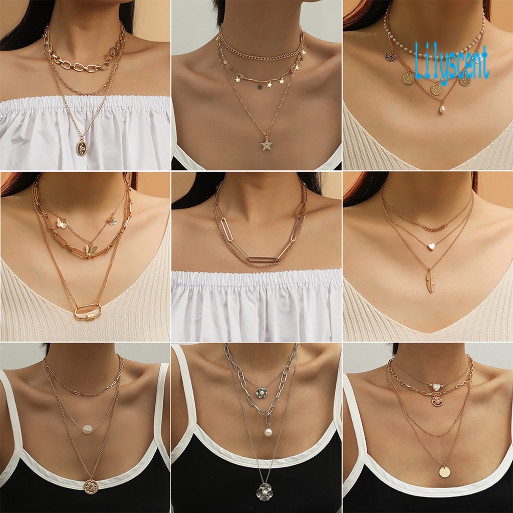 Kalung Multilayer Bentuk Bintang Gaya Hip Hop Untuk Wanita