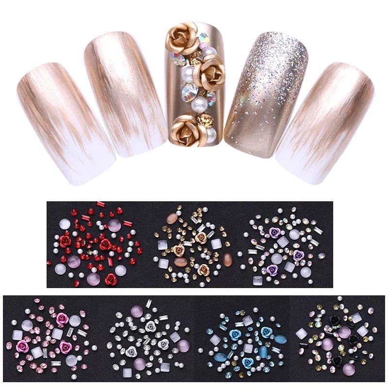 Nail Art 3D Decoration Crystal Aksesoris Kuku Manik Manik Mixed