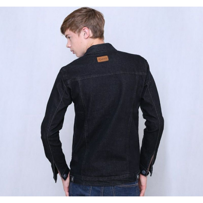 Jaket Levis Pria CZ-1 / Jeans Hitam Jaket Blazer Cowok Tebal Impor Hitam, L