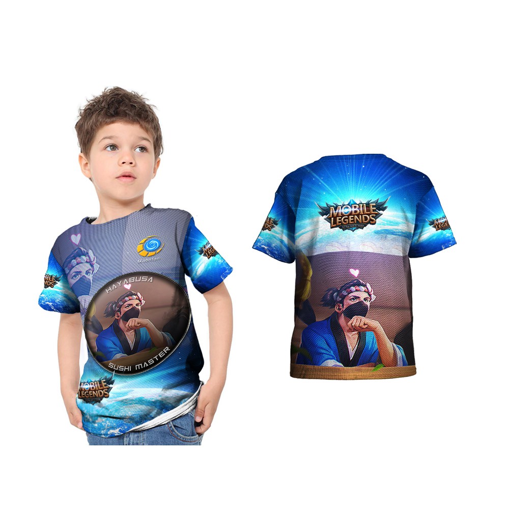 Kaos Baju Tshirt Anak Custom MOBIL LEGEND HAYABUSA Full Printing