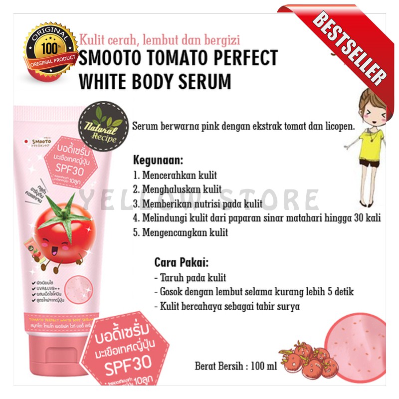 SMOOTO TOMATO PERFECT WHITE BODY SERUM - BODY SERUM SMOOTO [YELLOW STORE]