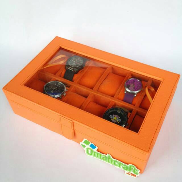 Box Jam Tangan Kotak Jam Tangan Isi 12 Warna Orange