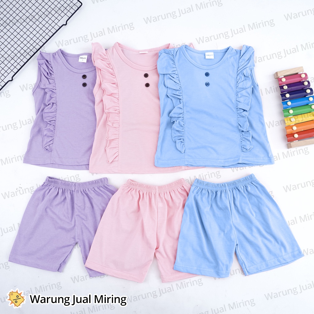 Setelan Anak IVE Ruffle 0-3 Tahun Playset Spandex Set Kaos Katun Baju Dress Celana Pendek Tidur Harian Adem Perempuan Cewek Cewe Baby Bayi Stelan Pakaian Murah Polos Balita Batita Terkini Trendi Warna Pink Umur Usia Bulan 1 2 3 5 6 7 8 9 10 11 12 18 24