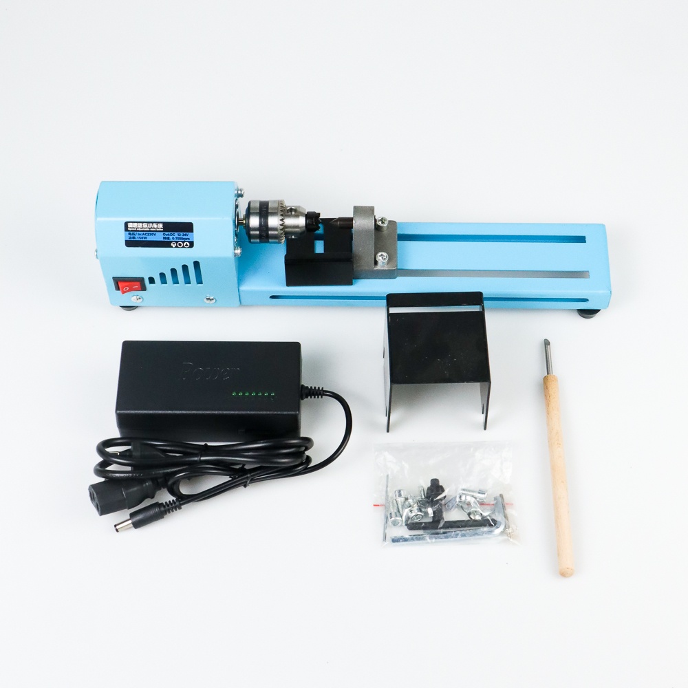 Mesin Bubut Kayu Mini Lathe Beads Grinding Polisher DIY Woodworking 150W - X707 - Blue